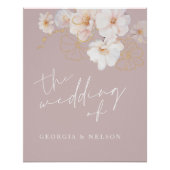 Blush Gold Wildblumen Elegantes Hochzeitplakatzeic Poster (Vorderseite)