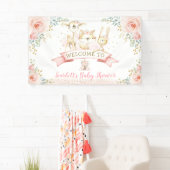 Blush Gold Woodland Animals Kinderdusche Willkomme Banner (Insitu)