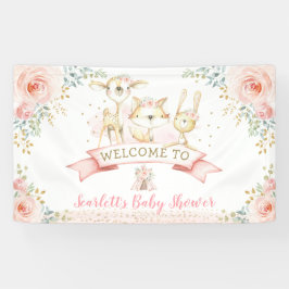 Blush Gold Woodland Animals Kinderdusche Willkomme Banner