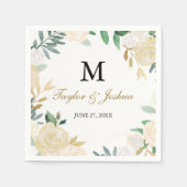 Blush Gold Wreath Monogram Wedkin Napkin Serviette (Vorderseite)