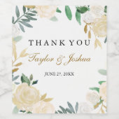 Blush Gold Wreath Vielen Dank für Ihr Hochzeitswei Weinetikett (Einzelnes Label)