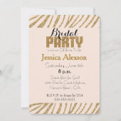 Blush Gold Zebra Print Imitats Glitzer Brautparty Einladung (Vorderseite)