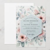 Blush Gossamer Bloom Wedding Einladung (Vorne/Hinten)