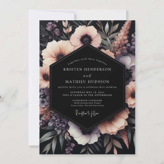 Blush Gothic Bloom Hochzeit Einladung (Vorderseite)