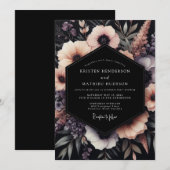 Blush Gothic Bloom Hochzeit Einladung (Vorne/Hinten)