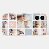 Blush & Grau FotoCollage & Monogram Case-Mate iPhone Hülle (Rückseite (Horizontal))