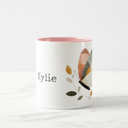 Blush Grau Orange Butterfly Zweifarbige Tasse (Mittel)