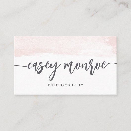 Blush & Grau Wasserfarbe Signature Script Visitenkarte (Vorderseite)