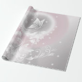 Blush Grau Weiße Blumenfantasie Geschenkpapier (Ungerollt)