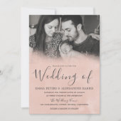 Blush & Gray Black & White Foto Hochzeit Einladung (Vorderseite)