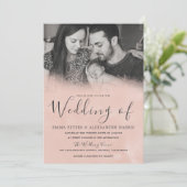 Blush & Gray Black & White Foto Hochzeit Einladung (Stehend Vorderseite)