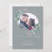 Blush-Gray Bläschen Pinselstriche Save the Date (Vorderseite)