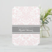 Blush Gray Damask Bridal Dusche Einladungskarten (Stehend Vorderseite)