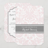 Blush Gray Damask Bridal Dusche Einladungskarten (Vorne/Hinten)