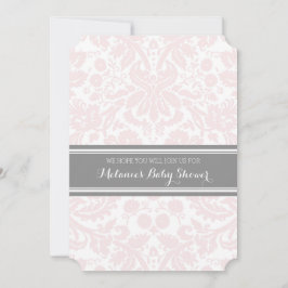 Blush Gray Damask Custom Baby Shower Einladungen