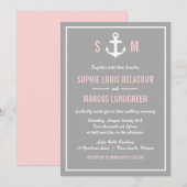 Blush & Gray Einladung zur Hochzeit (Vorne/Hinten)