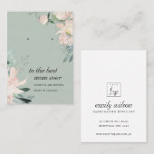 BLUSH GRAY FLORAL MAMA GIFT EARRING DISPLAY CARD PLATZKARTE (Vorne/Hinten)