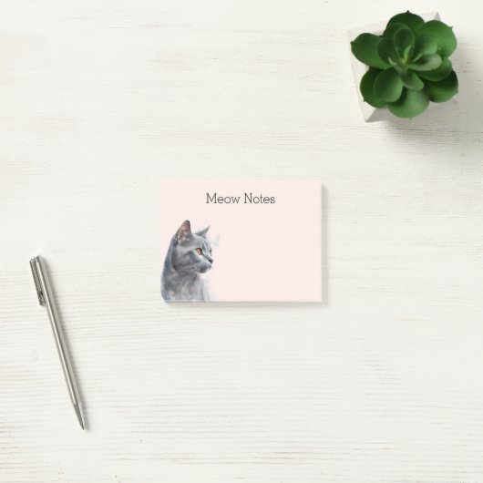 Blush Gray Kitty Cat Post-it Klebezettel (Büro)