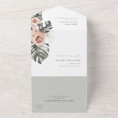 BLUSH GRAY PEACH FLORAL MONSTRERA LEAF WEDD ALL IN ONE EINLADUNG (Außenbereich)