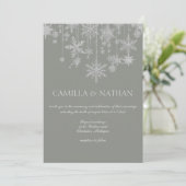Blush gray silver snowflake wonderland Wedding Einladung (Stehend Vorderseite)