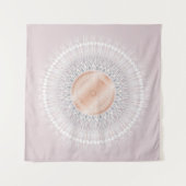 Blush Gray White Rose Gold Mandala Wandteppich (Vorderseite)