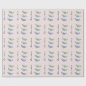 Blush Green Blue Schmetterlinge Personalisiert Geb Geschenkpapier (Flach)