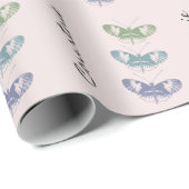 Blush Green Blue Schmetterlinge Personalisiert Geb Geschenkpapier (Rolleneckpunkt)