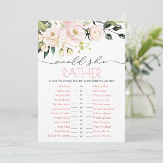 Blush Green Floral Wedding würde sie eher Einladung (Stehend Vorderseite)