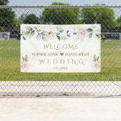 Blush Green Gold Leafy Hochzeit Begrüßungszeichen Banner (Insitu)