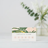 Blush Green Tropical Palm Blätter 6 Punch Loyalitä Visitenkarte (Stehend Vorderseite)