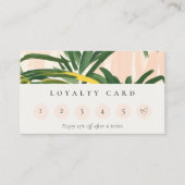 Blush Green Tropical Palm Blätter 6 Punch Loyalitä Visitenkarte (Vorderseite)
