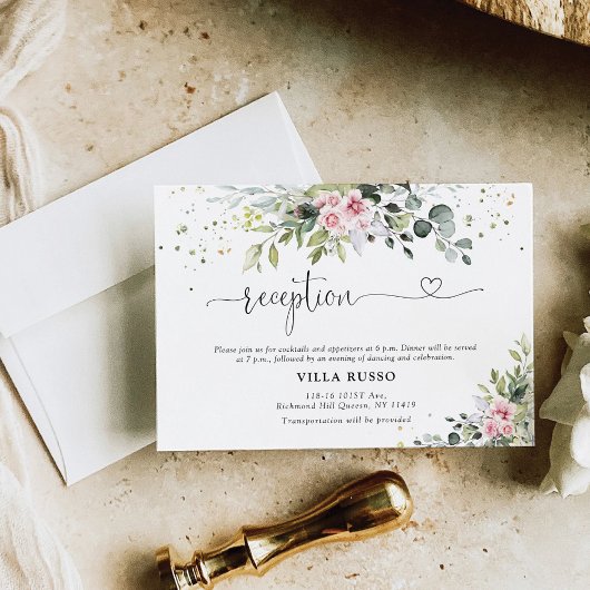 Blush Greenerity Wedding Reception Enclosure Card Begleitkarte