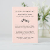 Blush Greenery Beileid mit Foto Vielen Dank Dankeskarte (Stehend Vorderseite)