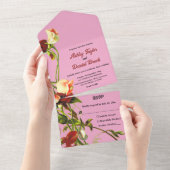 Blush Greenery Botanische Rose Fall Blumenzehen All In One Einladung (Abreißen)