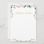 Blush Greenery & Gold Calligraphy Wedding Einladung (Rückseite)