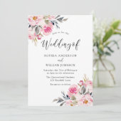 Blush & Greenery: Hochzeitsfeier mit Wasserfarbe Einladung (Stehend Vorderseite)