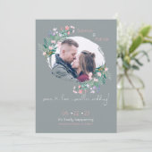 Blush-Grey Bloral Paint Stroke Frame Save The Date (Stehend Vorderseite)