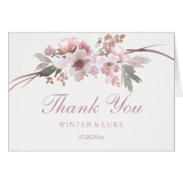 Blush & Grey Floral Wedding Danke Karte