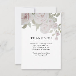 Blush Grey Pink Rose Floral Wasserfarbe Hochzeit Dankeskarte
