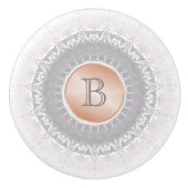 Blush Grey White Rose Gold Mandala Monogram Keramikknauf (Vorderseite)