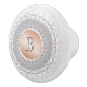 Blush Grey White Rose Gold Mandala Monogram Keramikknauf (Rechts)