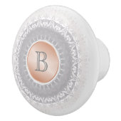 Blush Grey White Rose Gold Mandala Monogram Keramikknauf (Rechts)