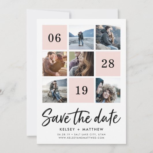 Blush Grid Collage | FOTO SAVE THE DATE (Vorderseite)