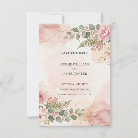 Blush-Grün Save-the-Date-Karte Save The Date (Vorderseite)