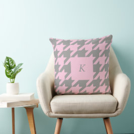 Blush-Hahnentrittmuster Mit Monogramm-Throw Kissen
