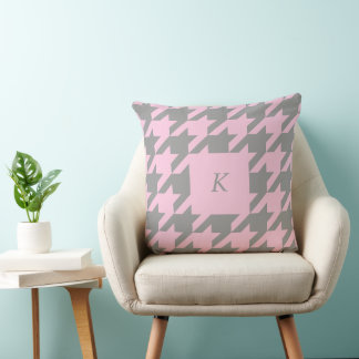 Blush-Hahnentrittmuster Mit Monogramm-Throw Kissen