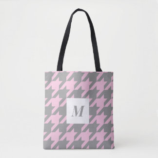 Blush Hahnentrittmuster Mit Monogramm Totbeutel Tasche