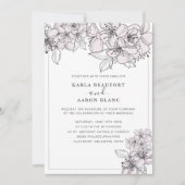 Blush Hand Drawn Blume Hochzeitseinladung Einladung (Vorderseite)