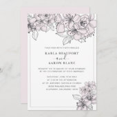 Blush Hand Drawn Blume Hochzeitseinladung Einladung (Vorne/Hinten)