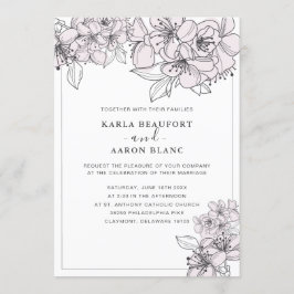 Blush Hand Drawn Blume Hochzeitseinladung Einladung